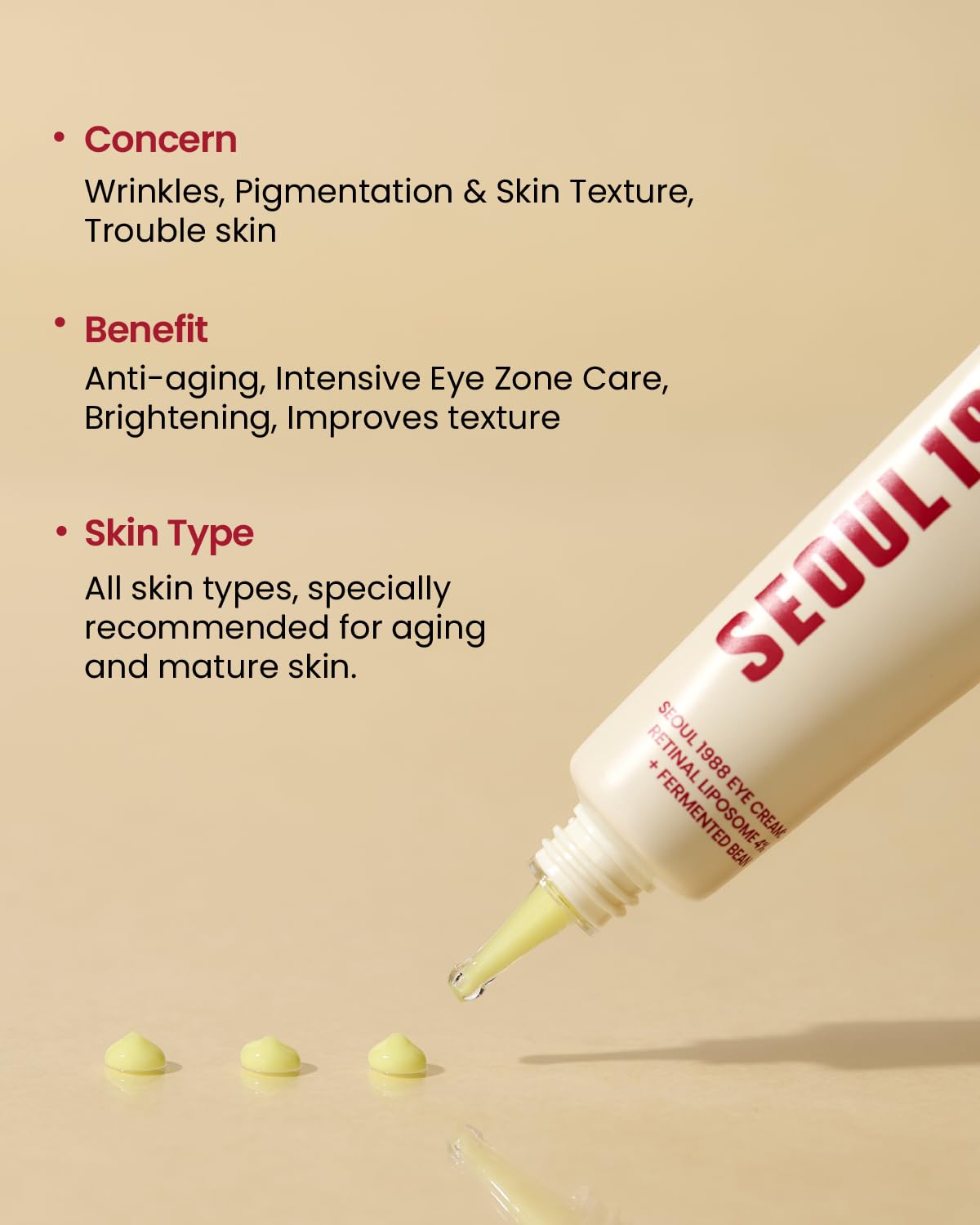 KSECRET SEOUL 1988 Eye Cream : Retinal Liposome 4% + Fermented Bean, Wrinkle Care, Anti-Aging, Skin Elasticity, Pigmentation, Brightening, Retinol, 30Ml/1.01 Fl.Oz.